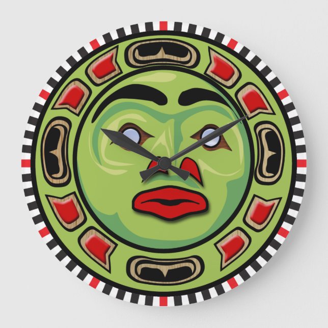 Grande Horloge Ronde Northwest Coast Native American Mask Clock (Recto)