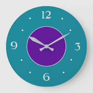Grande Horloge Ronde Nos turquoise et violet/argenté et mains