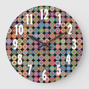 Grande Horloge Ronde Nostalgie Funky des Années 80 Motif Sophistiqué Él