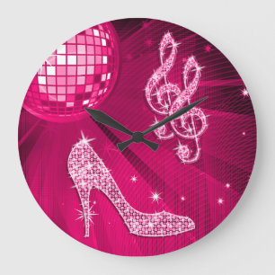 Grande Horloge Ronde Note scintillante de musique de roses indien et