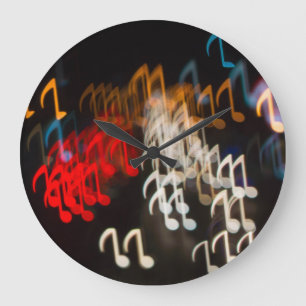Grande Horloge Ronde notes musicales Abstraites : lumières bokeh arrièr