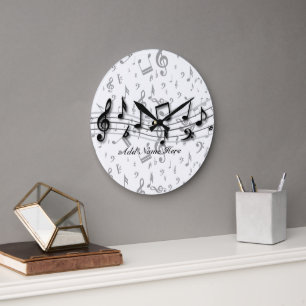 Grande Horloge Ronde Notes musicales de Personnalized