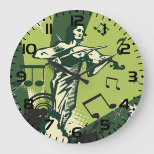 Grande Horloge Ronde Notes musicales du violon