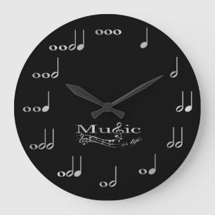 Grande Horloge Ronde Notes musicales - La musique est la vie