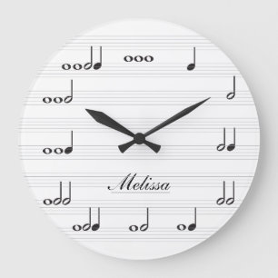 Grande Horloge Ronde Notes musicales personnalisées