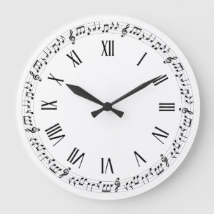 Grande Horloge Ronde Notes musicales simples   Wall Clock