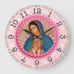Grande Horloge Ronde Notre-Dame de Guadalupe Roses roses roses