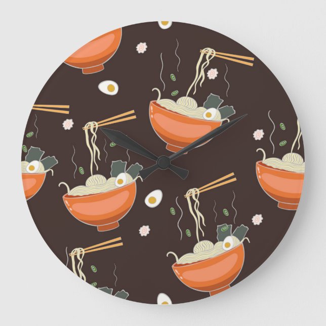 Grande Horloge Ronde Nouilles Ramen : Graphiques Vintages (Recto)
