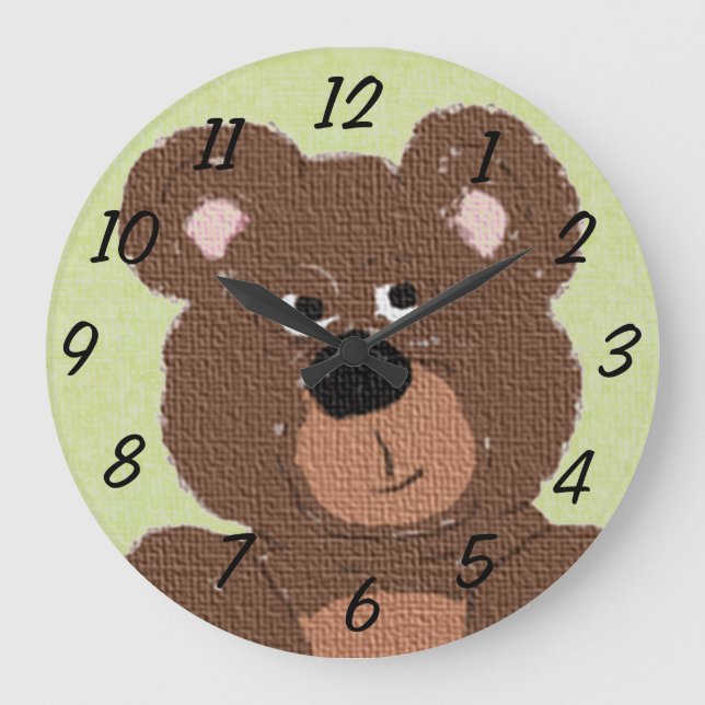 Grande Horloge Ronde Nounours (vert) (Recto)