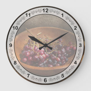 Grande Horloge Ronde Nourriture - Raisins - Un bol de raisins
