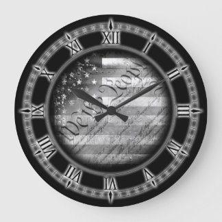 Grande Horloge Ronde Nous Le Peuple Vintage Américain Drapeau Mur Horlo