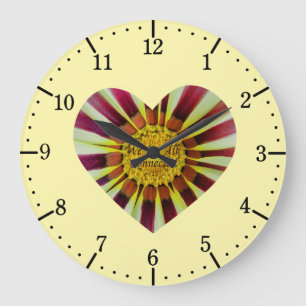 Grande Horloge Ronde Nous sommes tous connectés, fleur de coeur