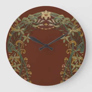 Grande Horloge Ronde Nouveau floral charmant avec lily