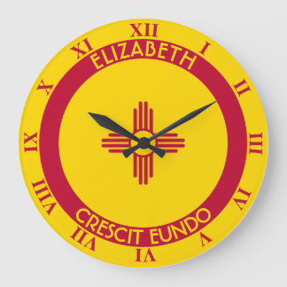 Grande Horloge Ronde Nouveau-Mexique Terre D'Enchantement Drapeau Perso
