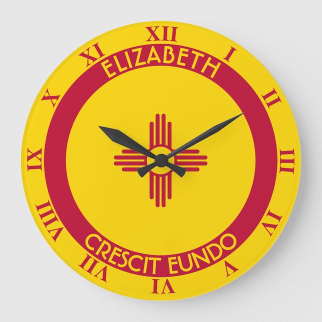 Grande Horloge Ronde Nouveau-Mexique Terre D'Enchantement Drapeau Perso (Recto)