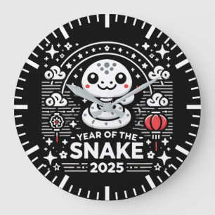 Grande Horloge Ronde Nouvel An chinois 2025 Année du serpent Année luna