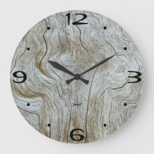 Grande Horloge Ronde Nouvelle maison Wall Room Timepiece Rustique Wood