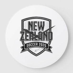 Grande Horloge Ronde Nouvelle-Zélande Soccer 2026 Soccer Bold Typograph