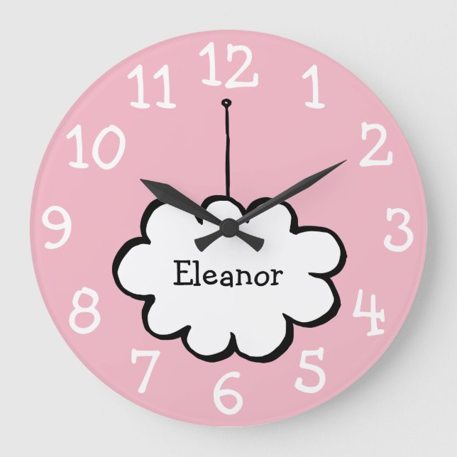 Grande Horloge Ronde Nuage sur un Fil Nom (Recto)
