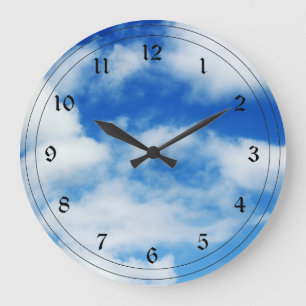 Grande Horloge Ronde Nuages blancs floffants