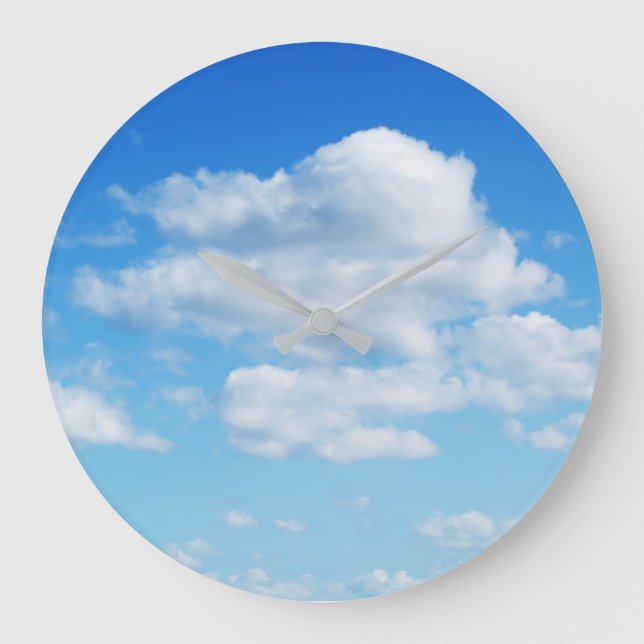 Grande Horloge Ronde Nuages ​​duveteux et ciel bleu (Recto)