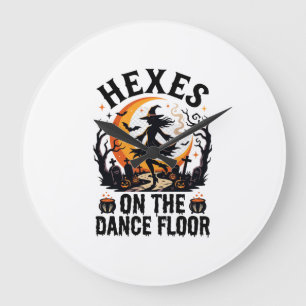 Grande Horloge Ronde Nuit de danse de sorcière d'Halloween