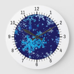 Grande Horloge Ronde Nuit de Noël neige