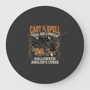Grande Horloge Ronde Nuit de pêche de sort d'Halloween