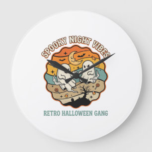 Grande Horloge Ronde Nuit Fantôme Rétro Halloween