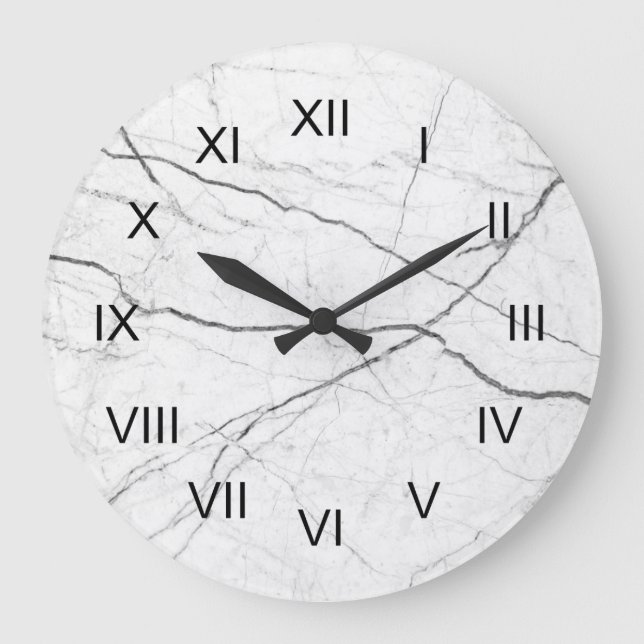 Grande Horloge Ronde Numéro de Black Roman de White Marble (Recto)