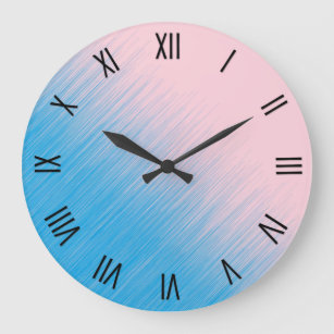 Grande Horloge Ronde Numéro de Blue on Pink Horizon