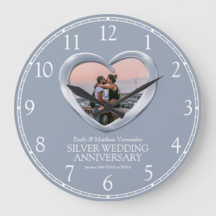 Grande Horloge Ronde Numéro de coeur photo de l'anniversaire du mariage