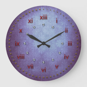 Grande Horloge Ronde Numéro de Rich Blue Purple Grunge