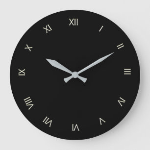Grande Horloge Ronde Numéro de Solid Black White