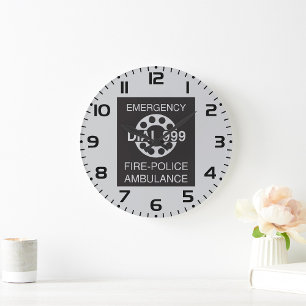 Grande Horloge Ronde Numéro d'urgence 999 Signal Police Ambulance