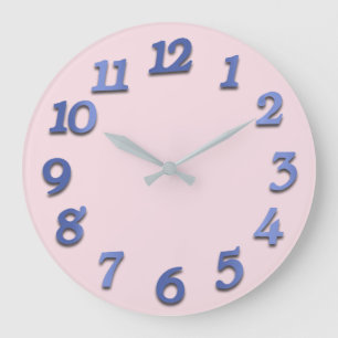 Grande Horloge Ronde Numéro minimal Cobalt Indigo Blue Pink Pastel