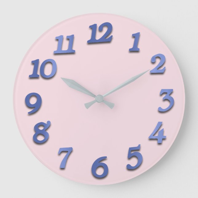 Grande Horloge Ronde Numéro minimal Cobalt Indigo Blue Pink Pastel (Recto)
