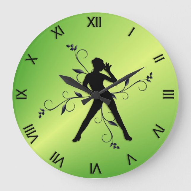 Grande Horloge Ronde Numéro noir de danse moderne (Recto)