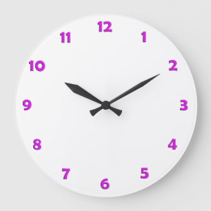 Grande Horloge Ronde Numéros de face de l'horloge - rose néon