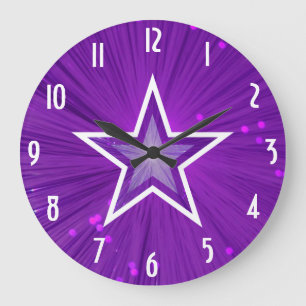 Grande Horloge Ronde 'Numéros' de l'étoile violette