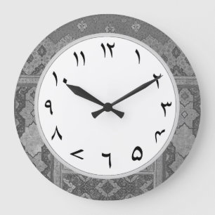 Grande Horloge Ronde Numéros d'ourdou gris