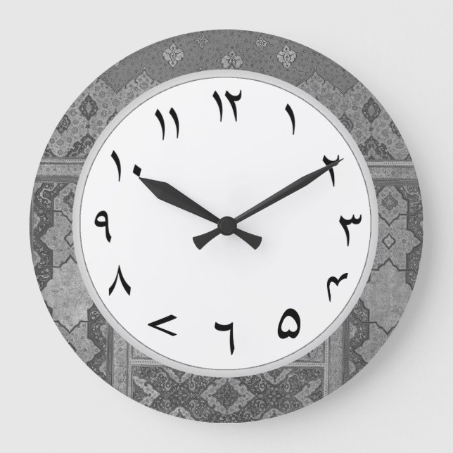 Grande Horloge Ronde Numéros d'ourdou gris (Recto)
