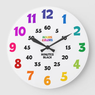 Grande Horloge Ronde Numéros en gras Apprendre à indiquer l'heure Mur d