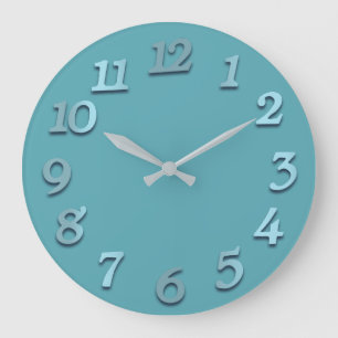 Grande Horloge Ronde Numéros minimaux Bleu Océan Turquoise Aquatique