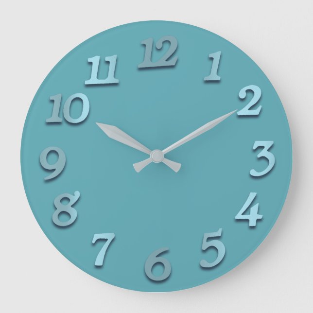 Grande Horloge Ronde Numéros minimaux Bleu Océan Turquoise Aquatique (Recto)