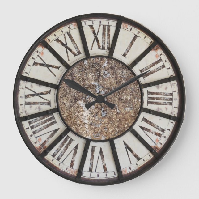 Grande Horloge Ronde Numéros romains antiques Mur de cuisine (Recto)