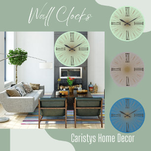 Grande Horloge Ronde Numéros romains Contemporains de Monnaie Verte