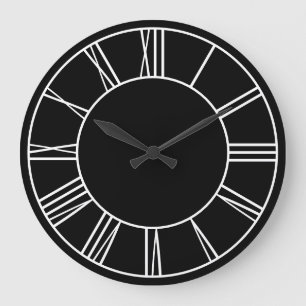 Grande Horloge Ronde Numéros romains de l'anneau noir et blanc