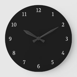 Grande Horloge Ronde Numéros ronds noirs simples