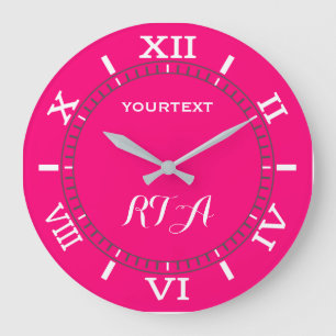 Grande Horloge Ronde Numérotation De Décor Rose Chaud Facilement Pers